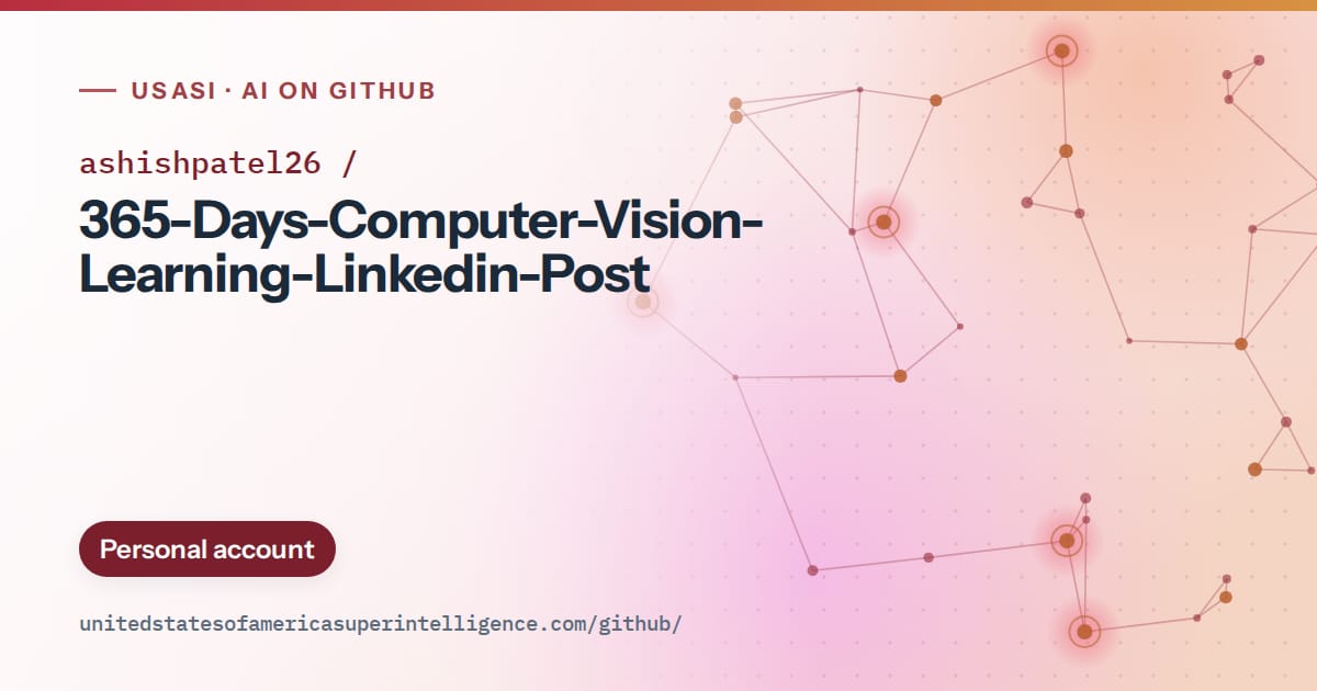 Generated red constellation network artwork for ashishpatel26/365-Days-Computer-Vision-Learning-Linkedin-Post, labeled USASI · AI on GitHub, with Personal account.