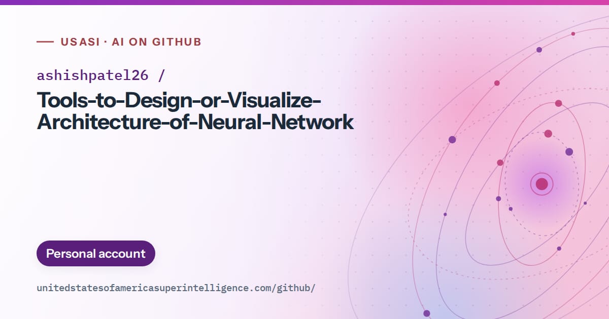 Generated violet orbit artwork for ashishpatel26/Tools-to-Design-or-Visualize-Architecture-of-Neural-Network, labeled USASI · AI on GitHub, with Personal account.
