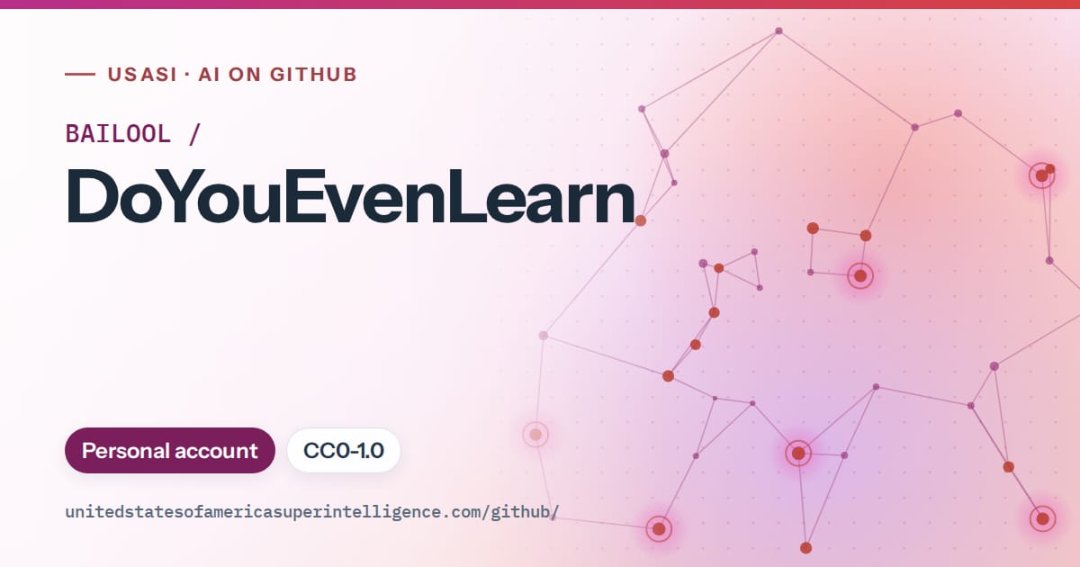 Generated pink constellation network artwork for BAILOOL/DoYouEvenLearn, labeled USASI · AI on GitHub, with Personal account · CC0-1.0.