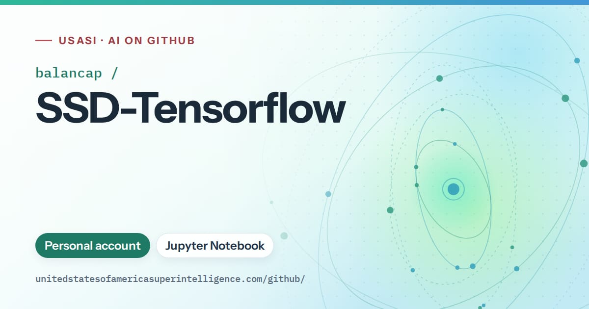 Generated teal orbit artwork for balancap/SSD-Tensorflow, labeled USASI · AI on GitHub, with Personal account · Jupyter Notebook.