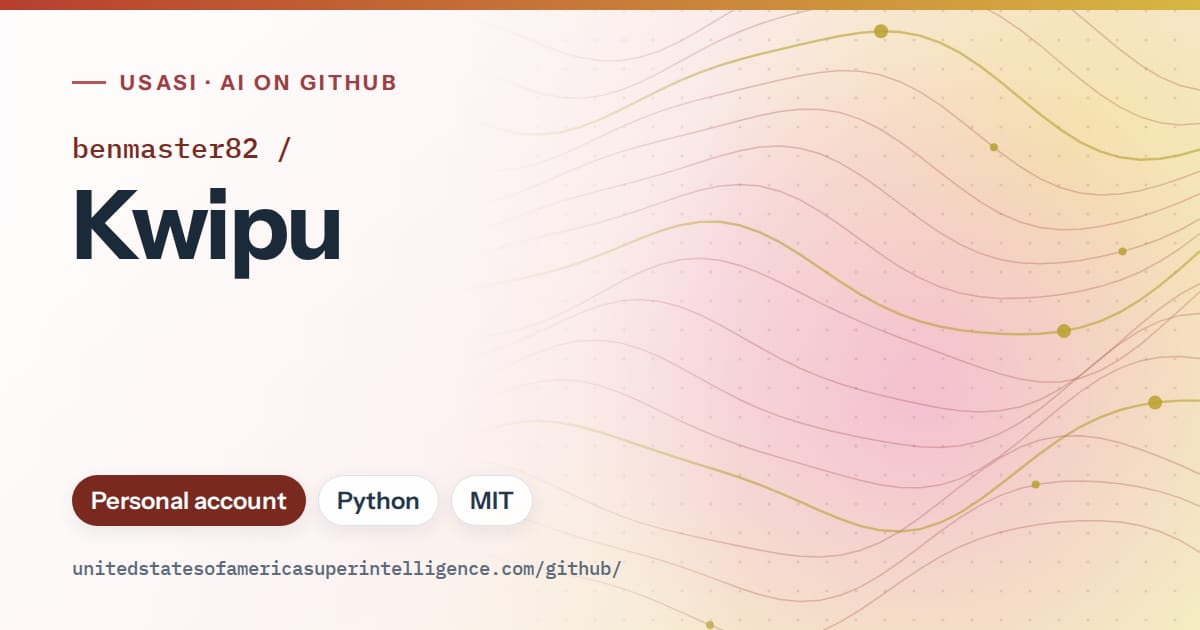 Generated red flowing-wave artwork for benmaster82/Kwipu, labeled USASI · AI on GitHub, with Personal account · Python · MIT.