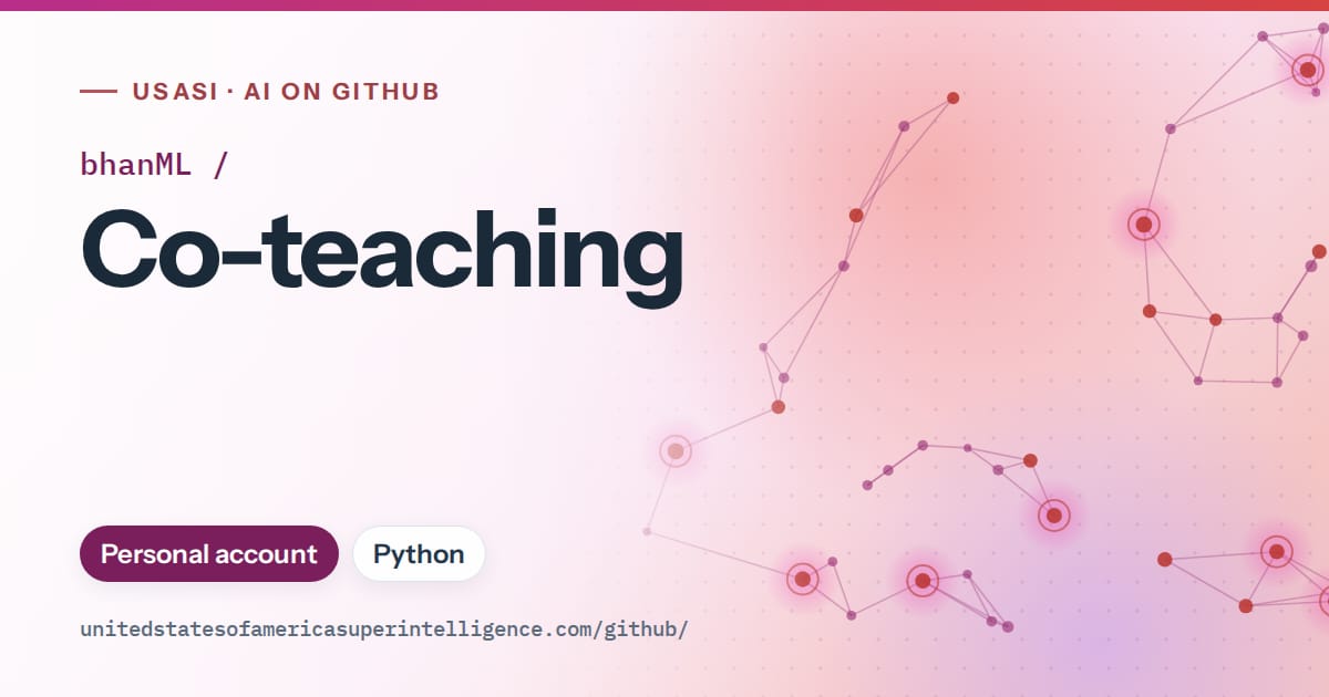 Generated pink constellation network artwork for bhanML/Co-teaching, labeled USASI · AI on GitHub, with Personal account · Python.