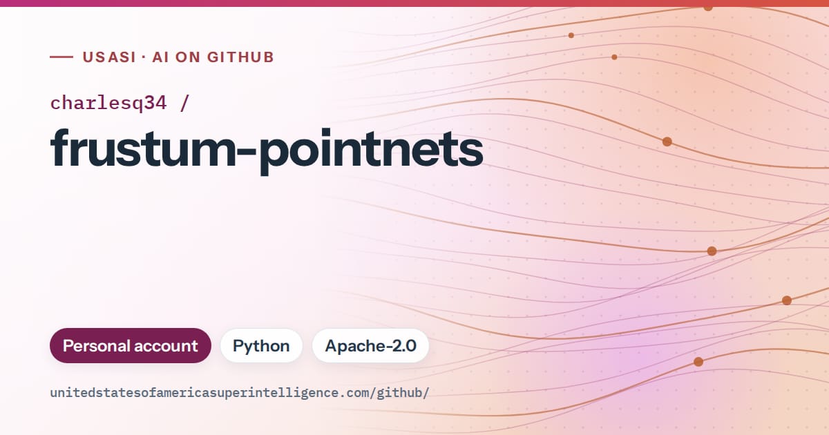 Generated pink flowing-wave artwork for charlesq34/frustum-pointnets, labeled USASI · AI on GitHub, with Personal account · Python · Apache-2.0.