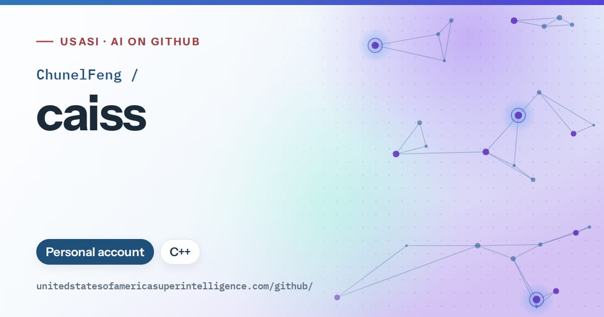 Generated sky blue constellation network artwork for ChunelFeng/caiss, labeled USASI · AI on GitHub, with Personal account · C++.