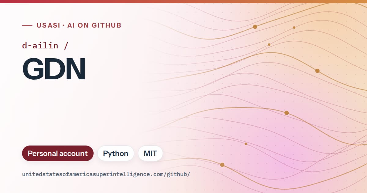 Generated red flowing-wave artwork for d-ailin/GDN, labeled USASI · AI on GitHub, with Personal account · Python · MIT.