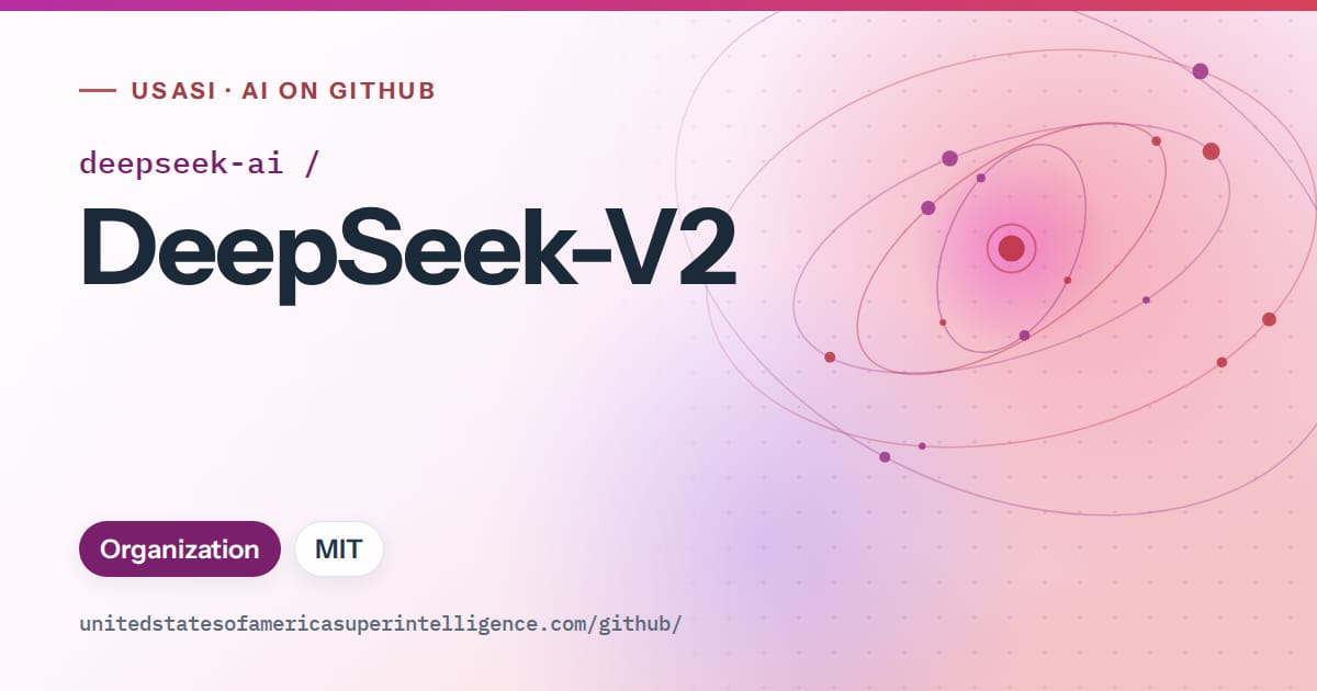 Generated purple orbit artwork for deepseek-ai/DeepSeek-V2, labeled USASI · AI on GitHub, with Organization · MIT.