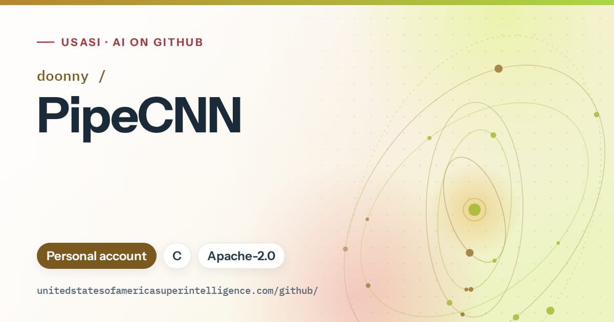 Generated orange orbit artwork for doonny/PipeCNN, labeled USASI · AI on GitHub, with Personal account · C · Apache-2.0.