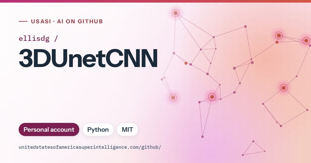 Generated pink constellation network artwork for ellisdg/3DUnetCNN, labeled USASI · AI on GitHub, with Personal account · Python · MIT.
