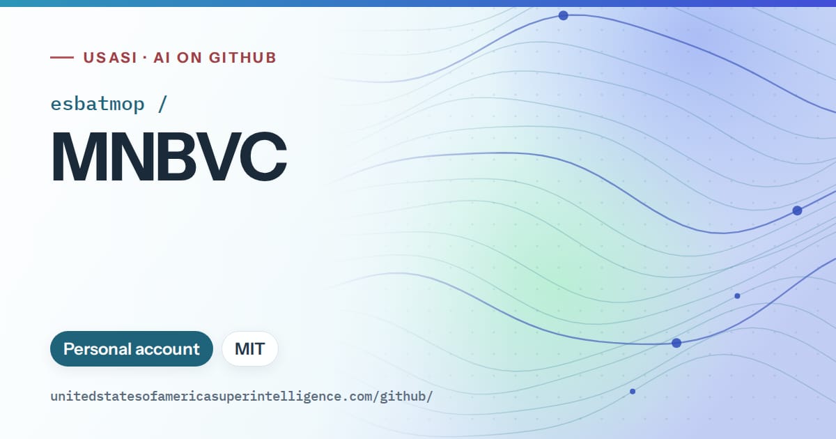 Generated sky blue flowing-wave artwork for esbatmop/MNBVC, labeled USASI · AI on GitHub, with Personal account · MIT.