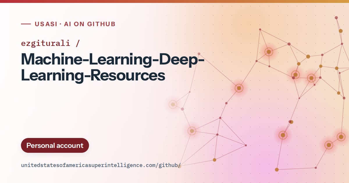 Generated red constellation network artwork for ezgiturali/Machine-Learning-Deep-Learning-Resources, labeled USASI · AI on GitHub, with Personal account.