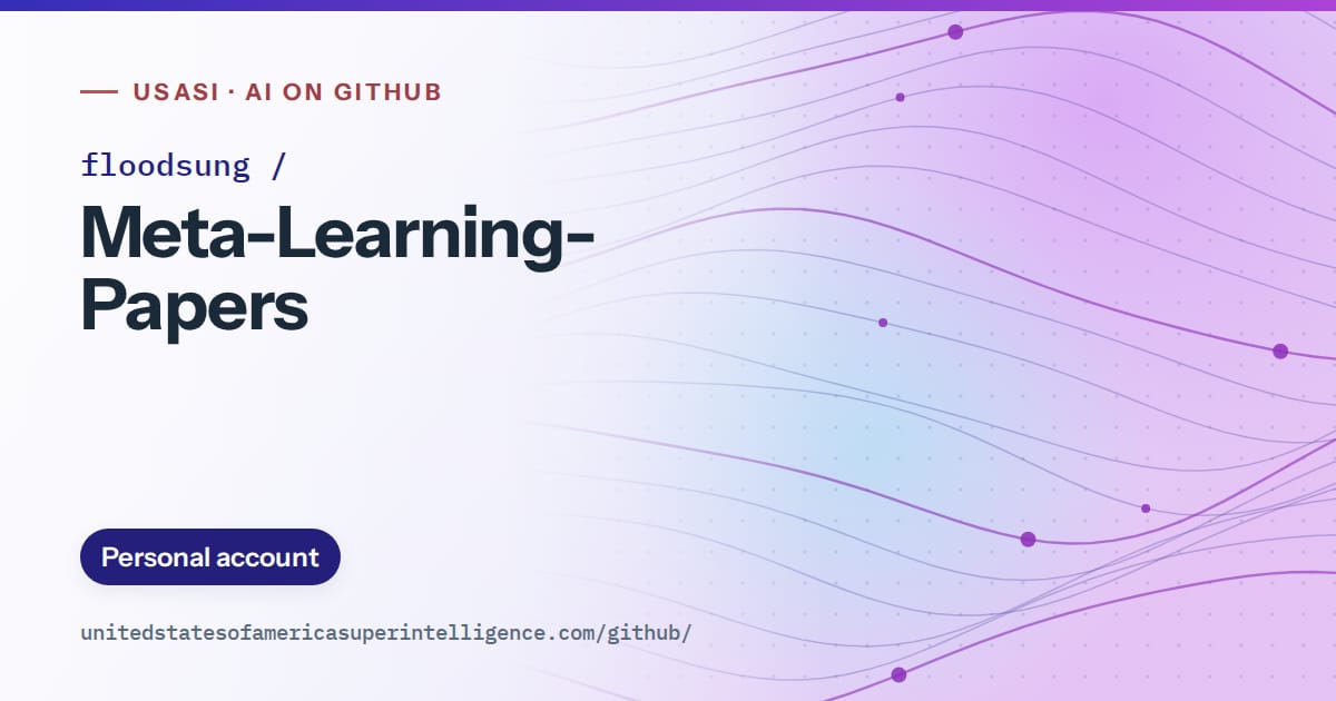 Generated blue flowing-wave artwork for floodsung/Meta-Learning-Papers, labeled USASI · AI on GitHub, with Personal account.