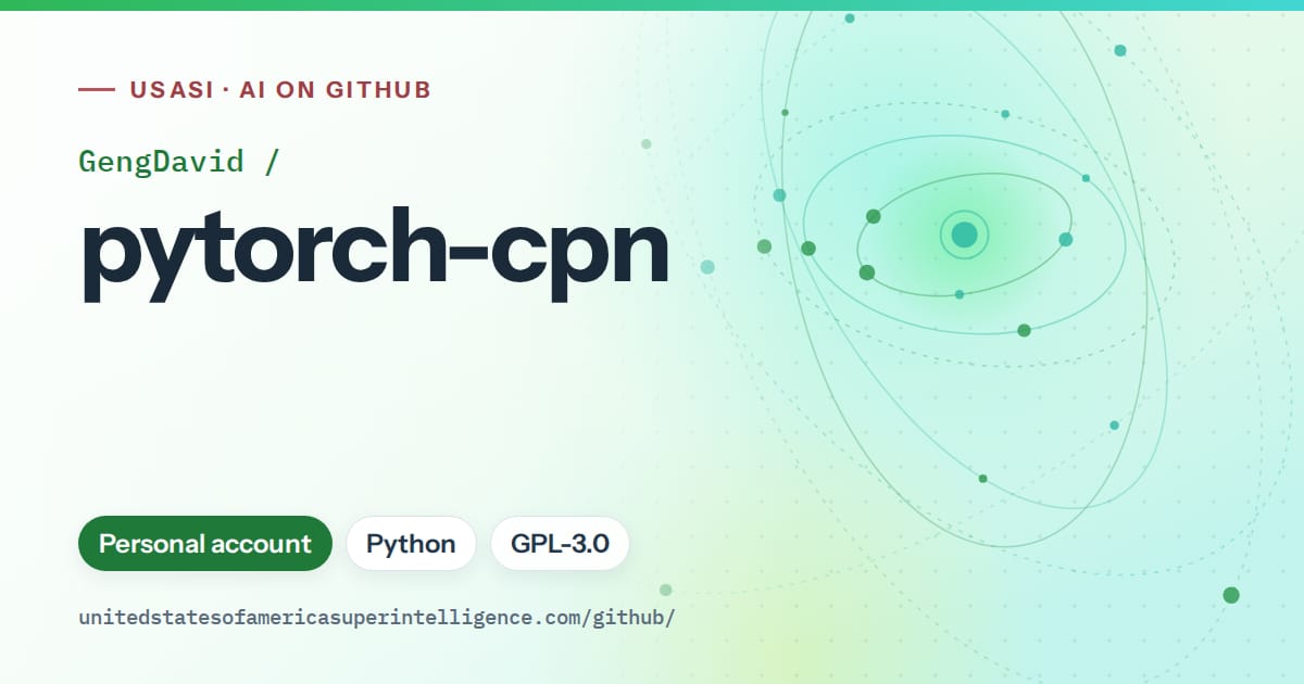Generated green orbit artwork for GengDavid/pytorch-cpn, labeled USASI · AI on GitHub, with Personal account · Python · GPL-3.0.
