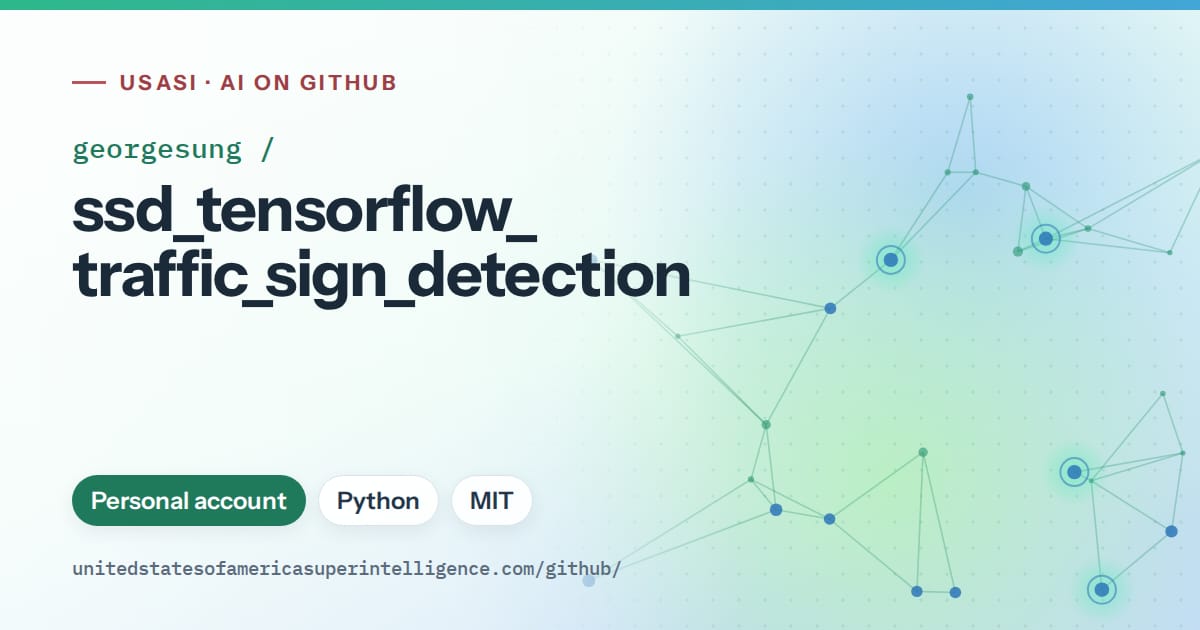Generated teal constellation network artwork for georgesung/ssd_tensorflow_traffic_sign_detection, labeled USASI · AI on GitHub, with Personal account · Python · MIT.