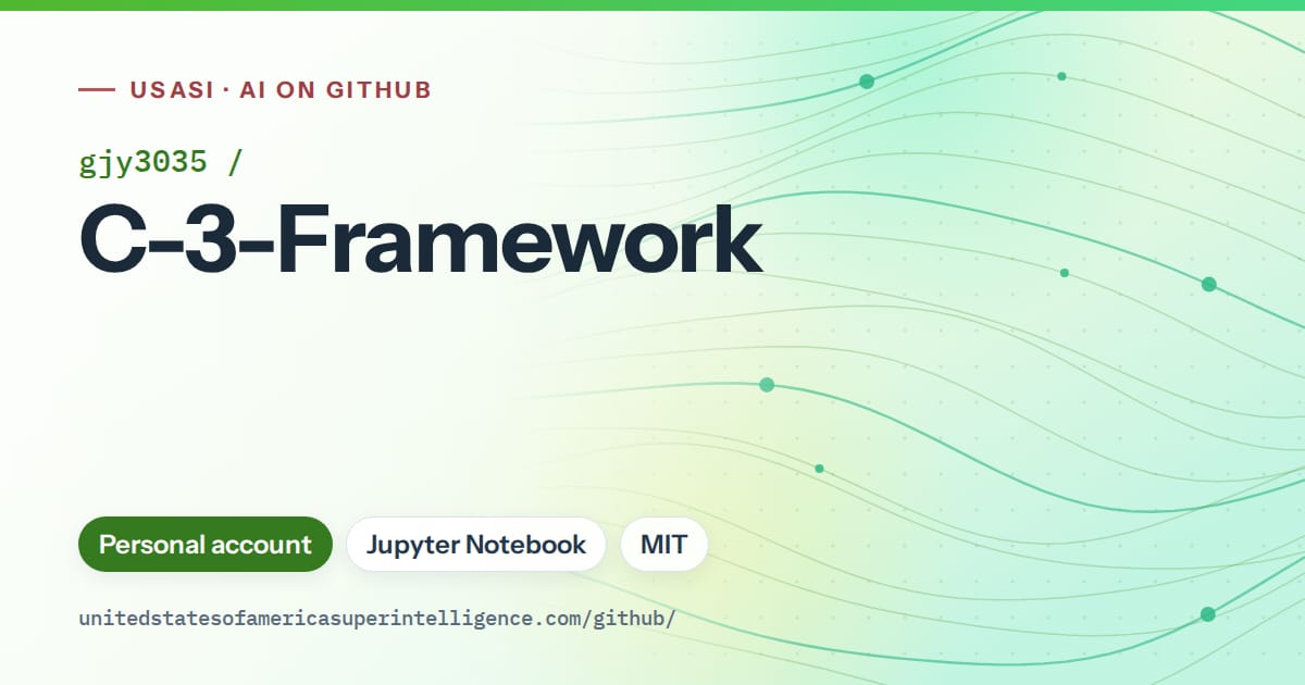 Generated green flowing-wave artwork for gjy3035/C-3-Framework, labeled USASI · AI on GitHub, with Personal account · Jupyter Notebook · MIT.