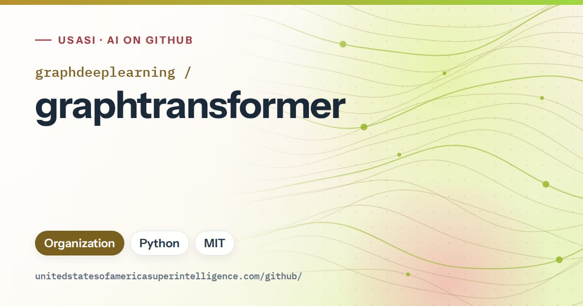 Generated orange flowing-wave artwork for graphdeeplearning/graphtransformer, labeled USASI · AI on GitHub, with Organization · Python · MIT.