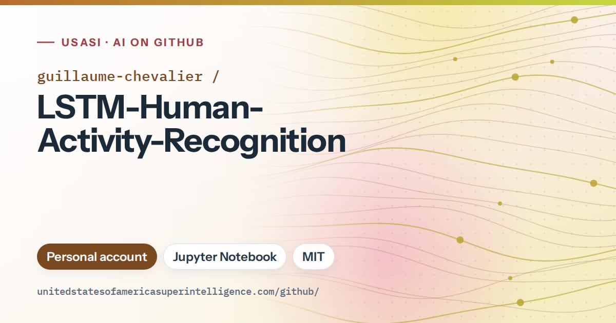 Generated orange flowing-wave artwork for guillaume-chevalier/LSTM-Human-Activity-Recognition, labeled USASI · AI on GitHub, with Personal account · Jupyter Notebook · MIT.