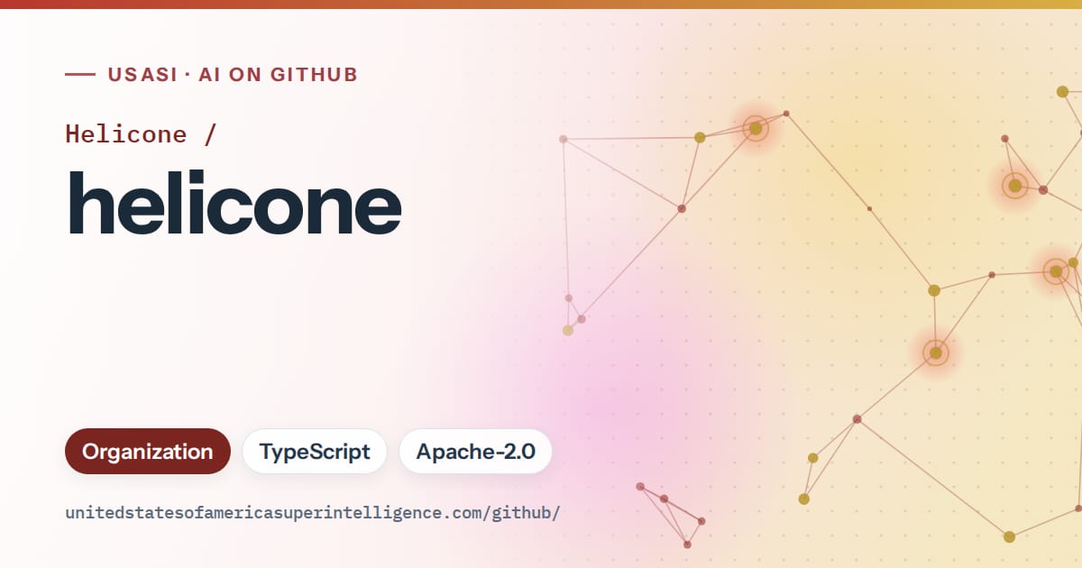 Generated red constellation network artwork for Helicone/helicone, labeled USASI · AI on GitHub, with Organization · TypeScript · Apache-2.0.