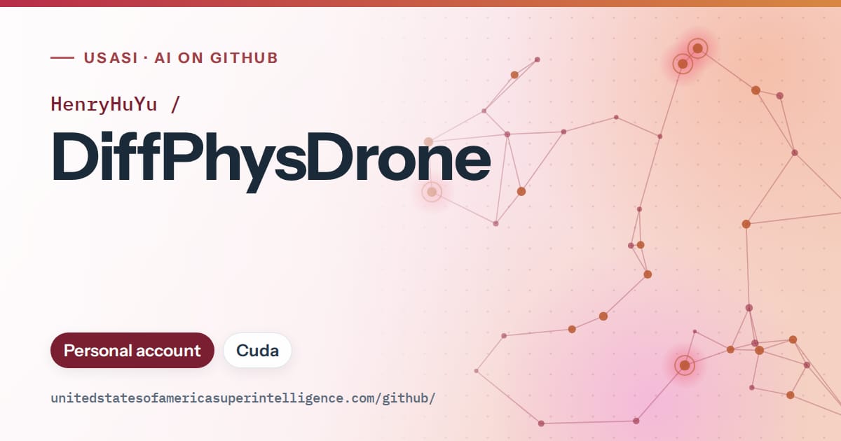 Generated red constellation network artwork for HenryHuYu/DiffPhysDrone, labeled USASI · AI on GitHub, with Personal account · Cuda.