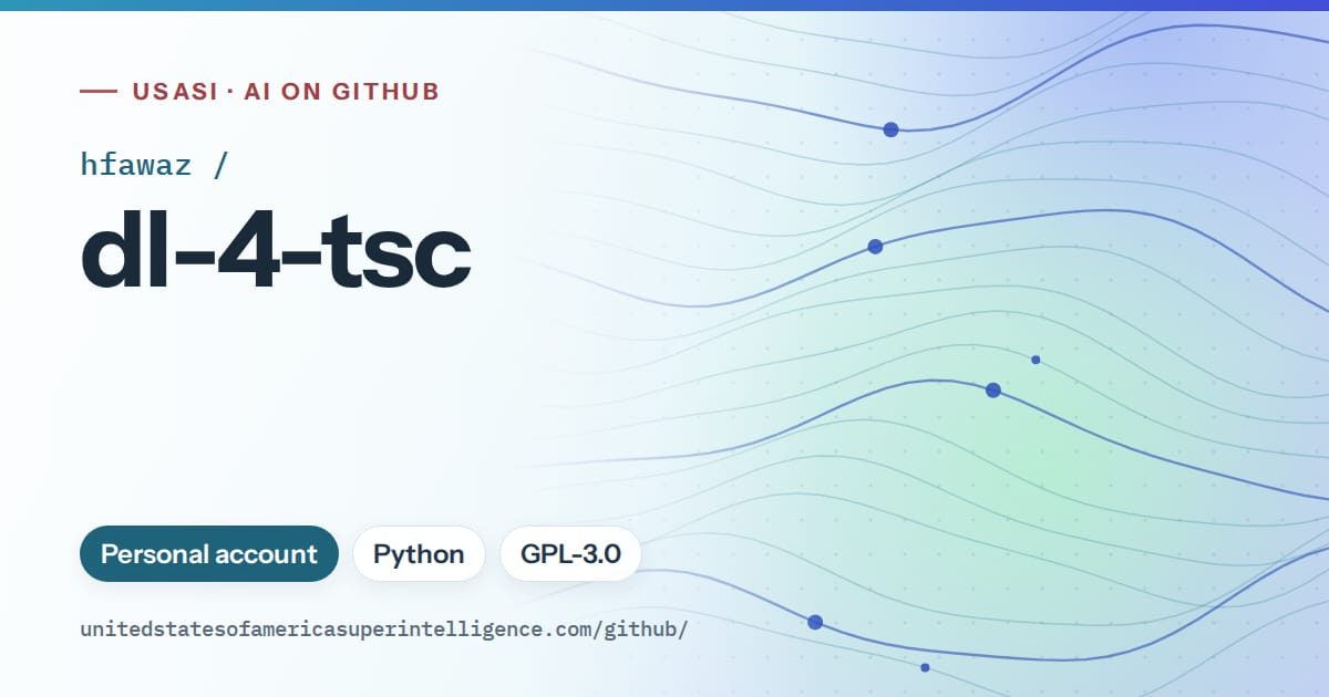Generated sky blue flowing-wave artwork for hfawaz/dl-4-tsc, labeled USASI · AI on GitHub, with Personal account · Python · GPL-3.0.