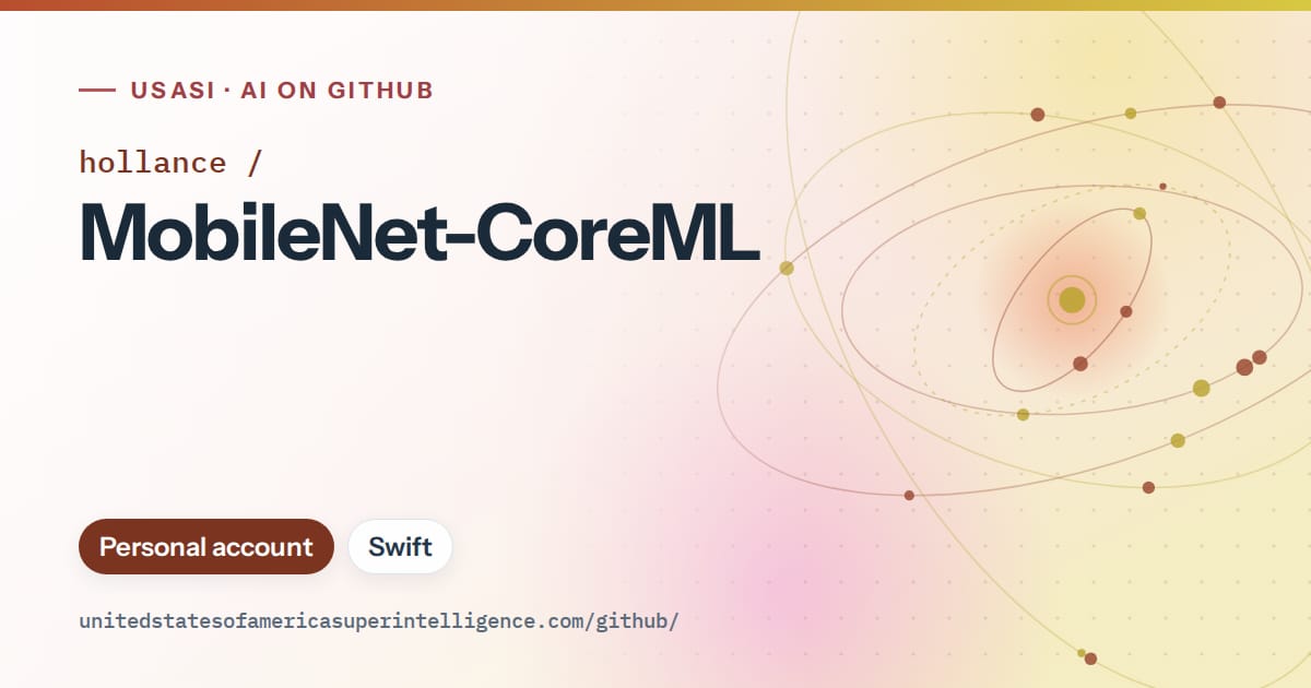 Generated red orbit artwork for hollance/MobileNet-CoreML, labeled USASI · AI on GitHub, with Personal account · Swift.