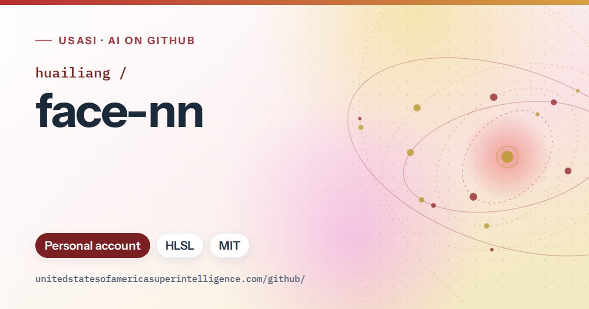 Generated red orbit artwork for huailiang/face-nn, labeled USASI · AI on GitHub, with Personal account · HLSL · MIT.