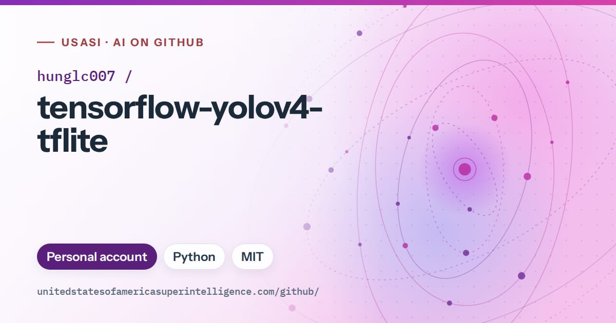 Generated violet orbit artwork for hunglc007/tensorflow-yolov4-tflite, labeled USASI · AI on GitHub, with Personal account · Python · MIT.
