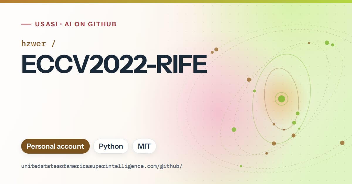Generated orange orbit artwork for hzwer/ECCV2022-RIFE, labeled USASI · AI on GitHub, with Personal account · Python · MIT.