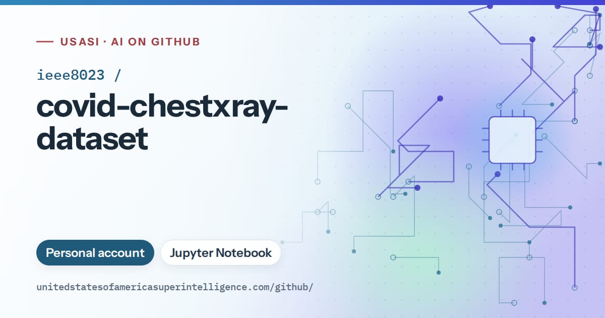 Generated sky blue circuit-trace artwork for ieee8023/covid-chestxray-dataset, labeled USASI · AI on GitHub, with Personal account · Jupyter Notebook.