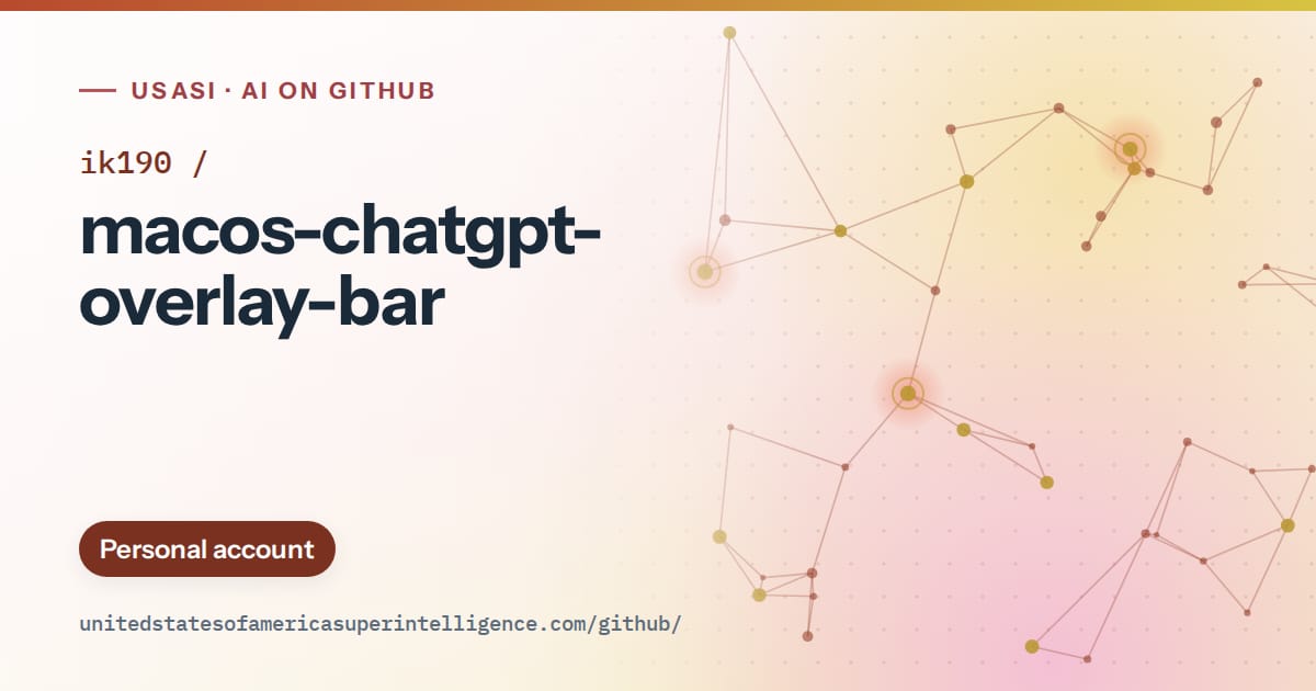 Generated red constellation network artwork for ik190/macos-chatgpt-overlay-bar, labeled USASI · AI on GitHub, with Personal account.
