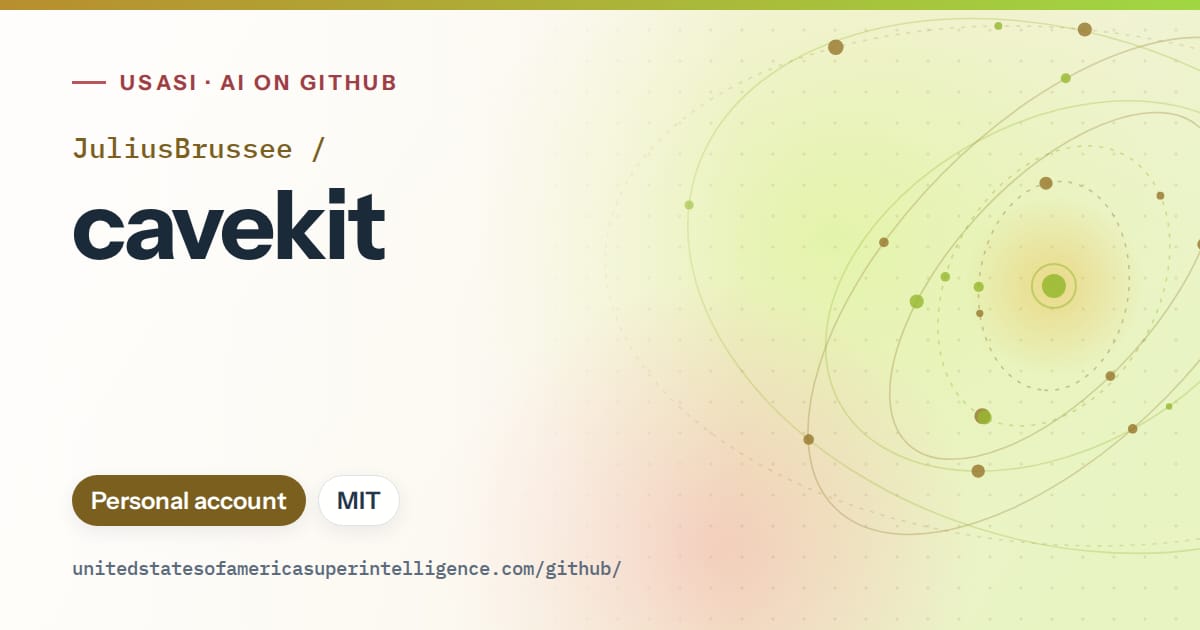 Generated orange orbit artwork for JuliusBrussee/cavekit, labeled USASI · AI on GitHub, with Personal account · MIT.