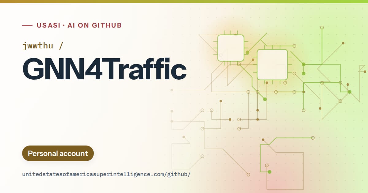 Generated orange circuit-trace artwork for jwwthu/GNN4Traffic, labeled USASI · AI on GitHub, with Personal account.