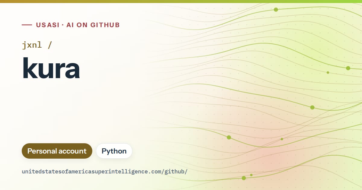 Generated orange flowing-wave artwork for jxnl/kura, labeled USASI · AI on GitHub, with Personal account · Python.