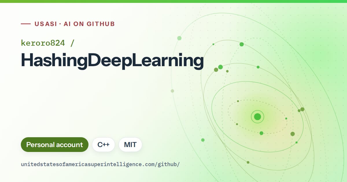 Generated green orbit artwork for keroro824/HashingDeepLearning, labeled USASI · AI on GitHub, with Personal account · C++ · MIT.