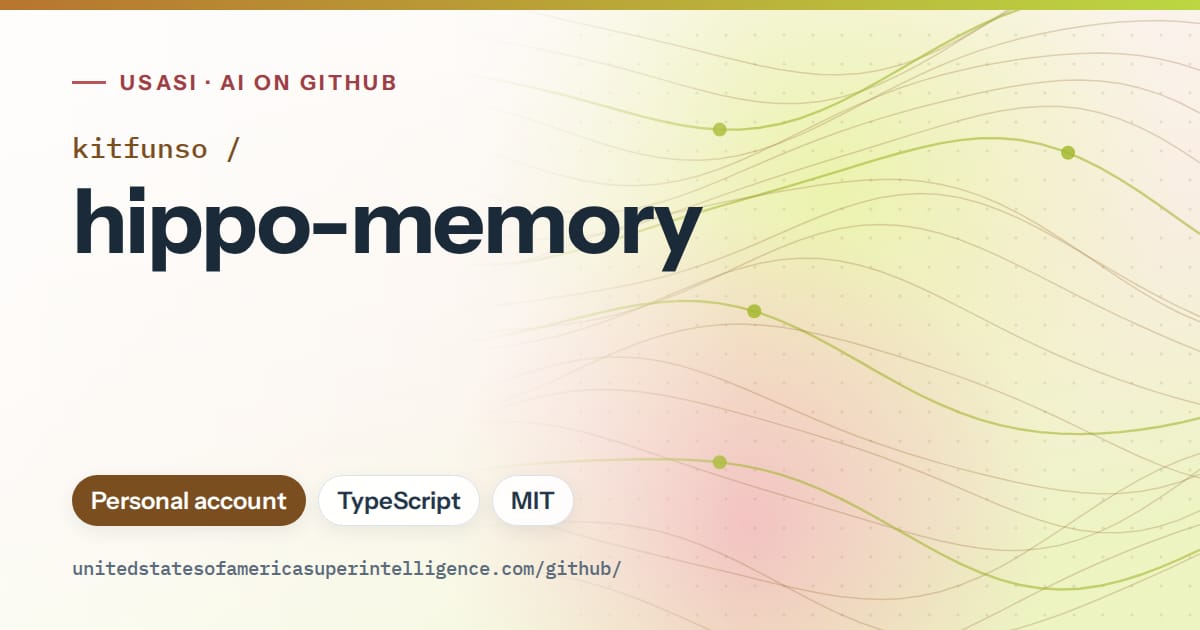 Generated orange flowing-wave artwork for kitfunso/hippo-memory, labeled USASI · AI on GitHub, with Personal account · TypeScript · MIT.