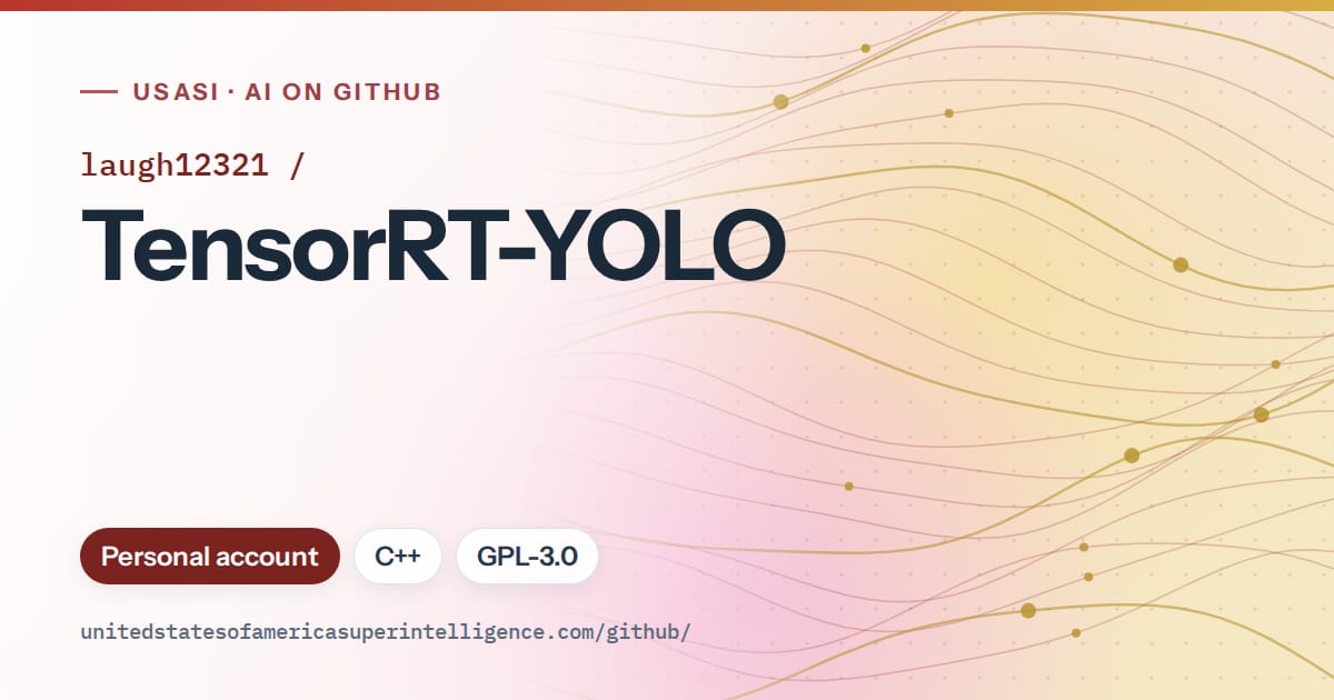 Generated red flowing-wave artwork for laugh12321/TensorRT-YOLO, labeled USASI · AI on GitHub, with Personal account · C++ · GPL-3.0.