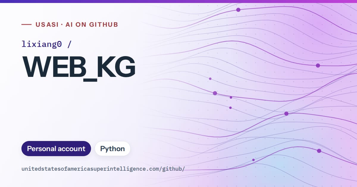 Generated violet flowing-wave artwork for lixiang0/WEB_KG, labeled USASI · AI on GitHub, with Personal account · Python.