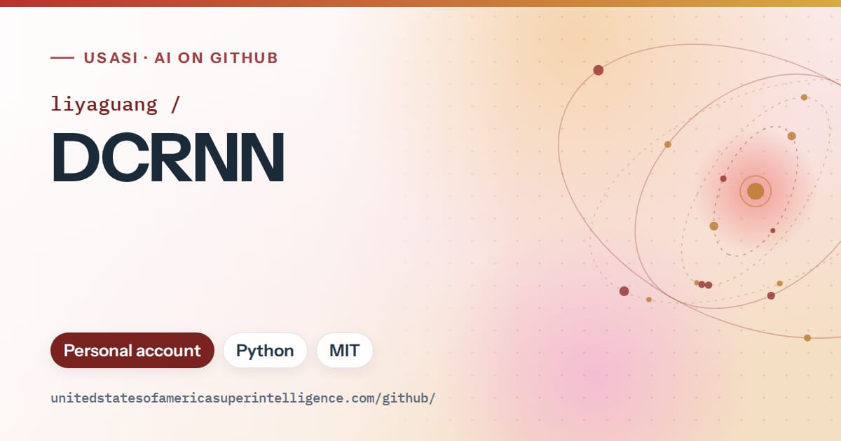 Generated red orbit artwork for liyaguang/DCRNN, labeled USASI · AI on GitHub, with Personal account · Python · MIT.