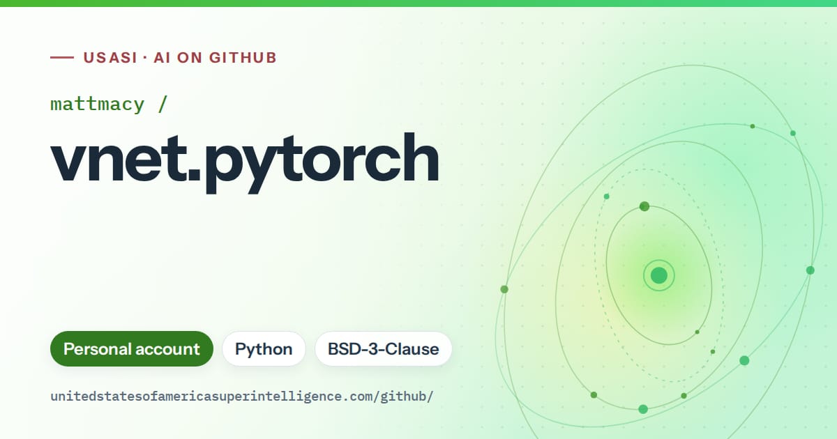 Generated green orbit artwork for mattmacy/vnet.pytorch, labeled USASI · AI on GitHub, with Personal account · Python · BSD-3-Clause.