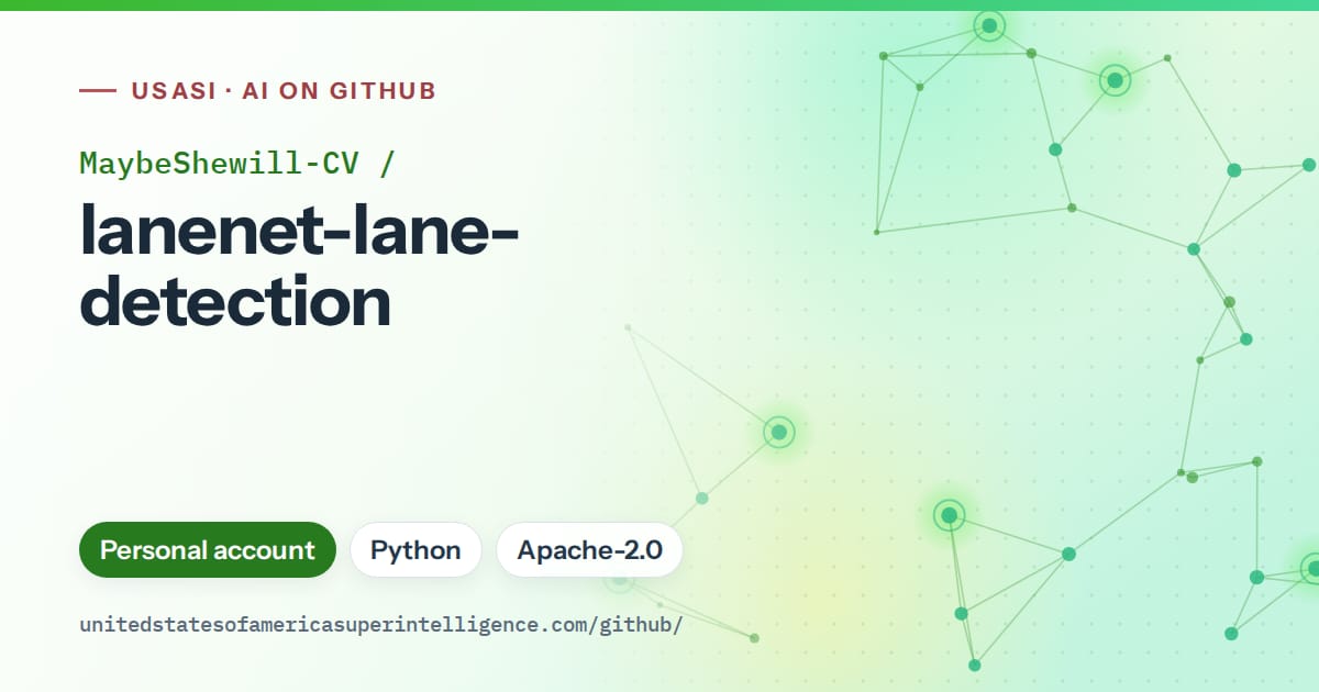 Generated green constellation network artwork for MaybeShewill-CV/lanenet-lane-detection, labeled USASI · AI on GitHub, with Personal account · Python · Apache-2.0.
