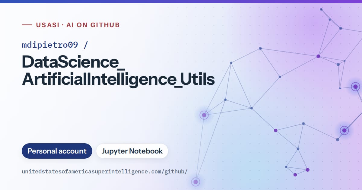 Generated blue constellation network artwork for mdipietro09/DataScience_ArtificialIntelligence_Utils, labeled USASI · AI on GitHub, with Personal account · Jupyter Notebook.