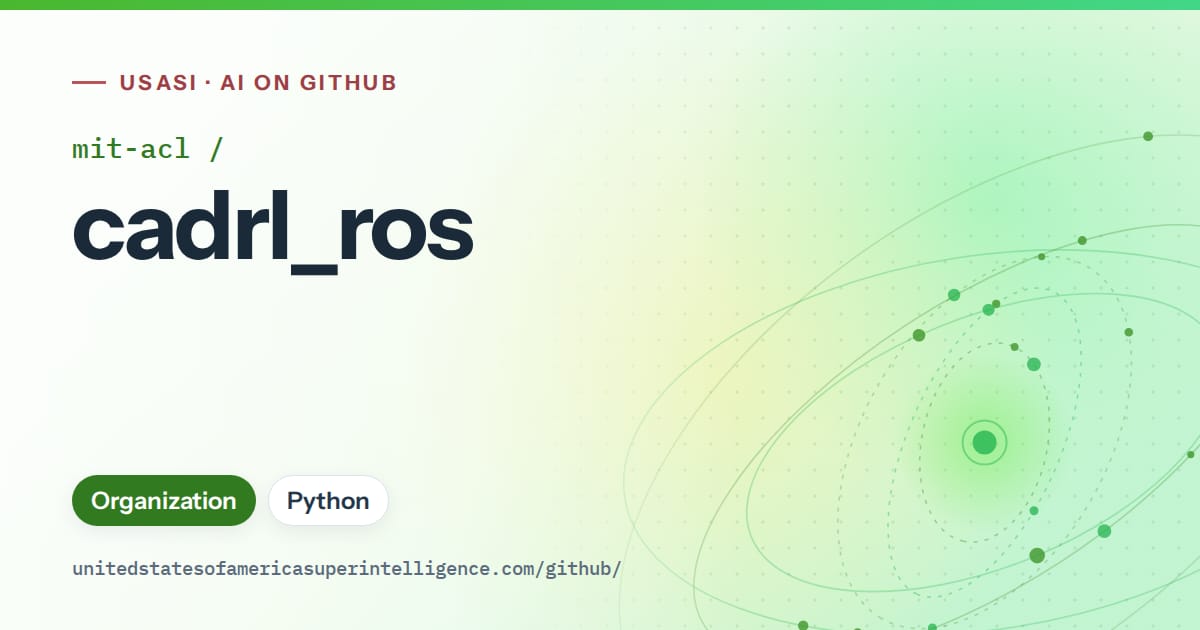 Generated green orbit artwork for mit-acl/cadrl_ros, labeled USASI · AI on GitHub, with Organization · Python.