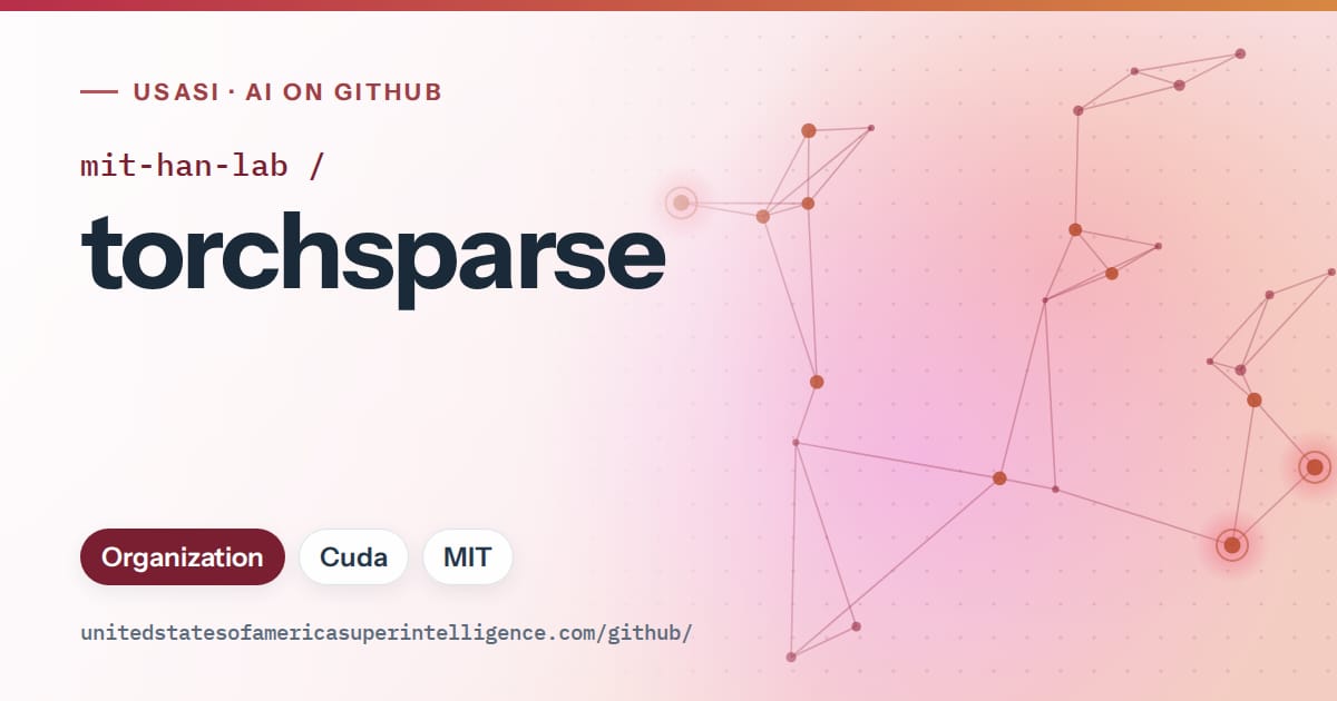 Generated red constellation network artwork for mit-han-lab/torchsparse, labeled USASI · AI on GitHub, with Organization · Cuda · MIT.