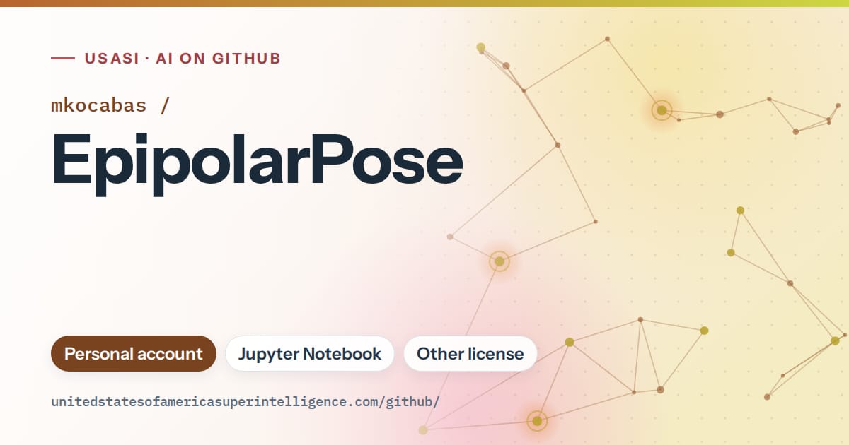 Generated orange constellation network artwork for mkocabas/EpipolarPose, labeled USASI · AI on GitHub, with Personal account · Jupyter Notebook · Other license.