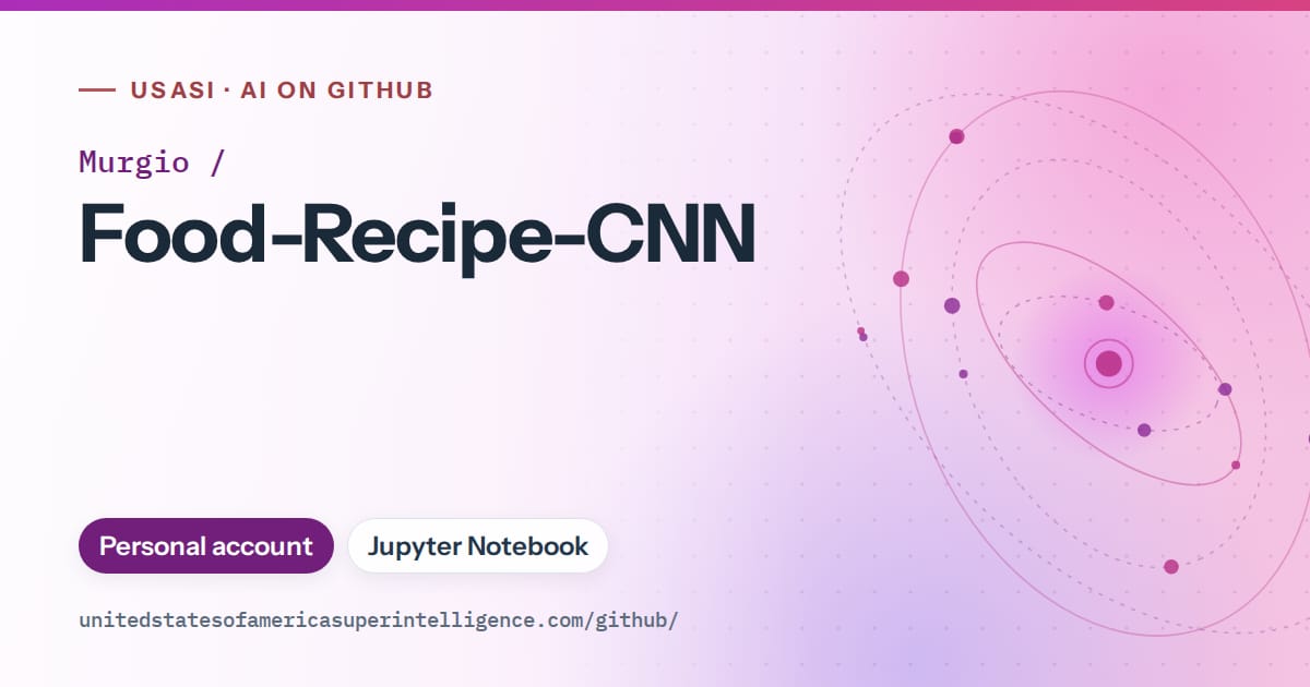 Generated purple orbit artwork for Murgio/Food-Recipe-CNN, labeled USASI · AI on GitHub, with Personal account · Jupyter Notebook.