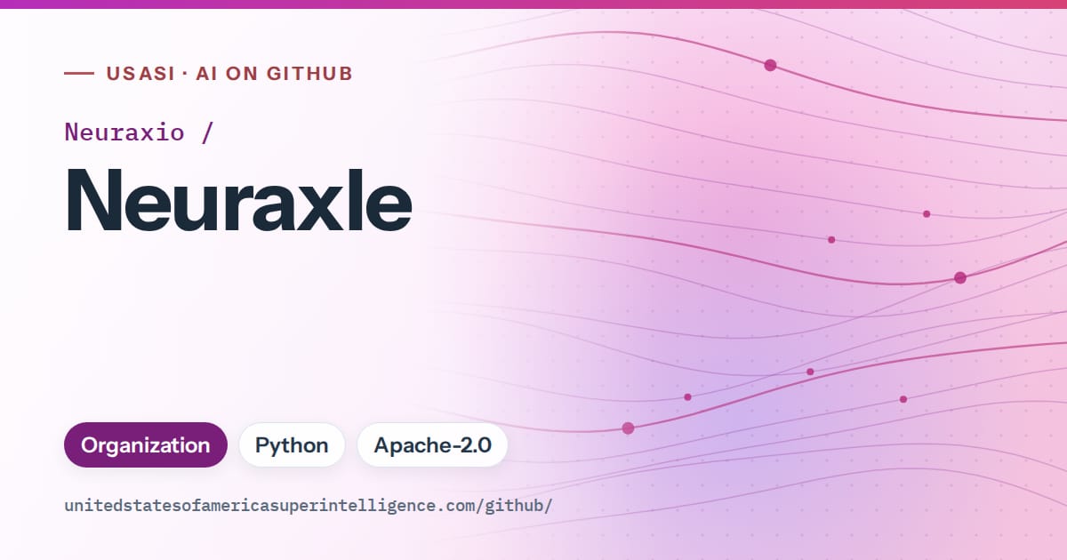 Generated purple flowing-wave artwork for Neuraxio/Neuraxle, labeled USASI · AI on GitHub, with Organization · Python · Apache-2.0.