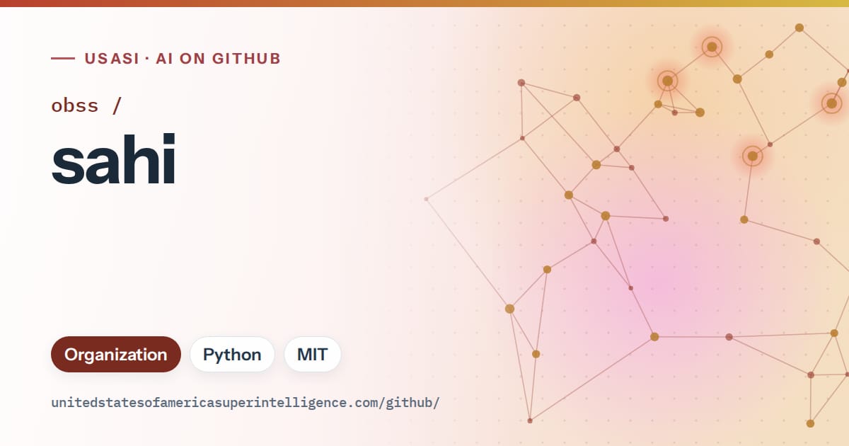 Generated red constellation network artwork for obss/sahi, labeled USASI · AI on GitHub, with Organization · Python · MIT.