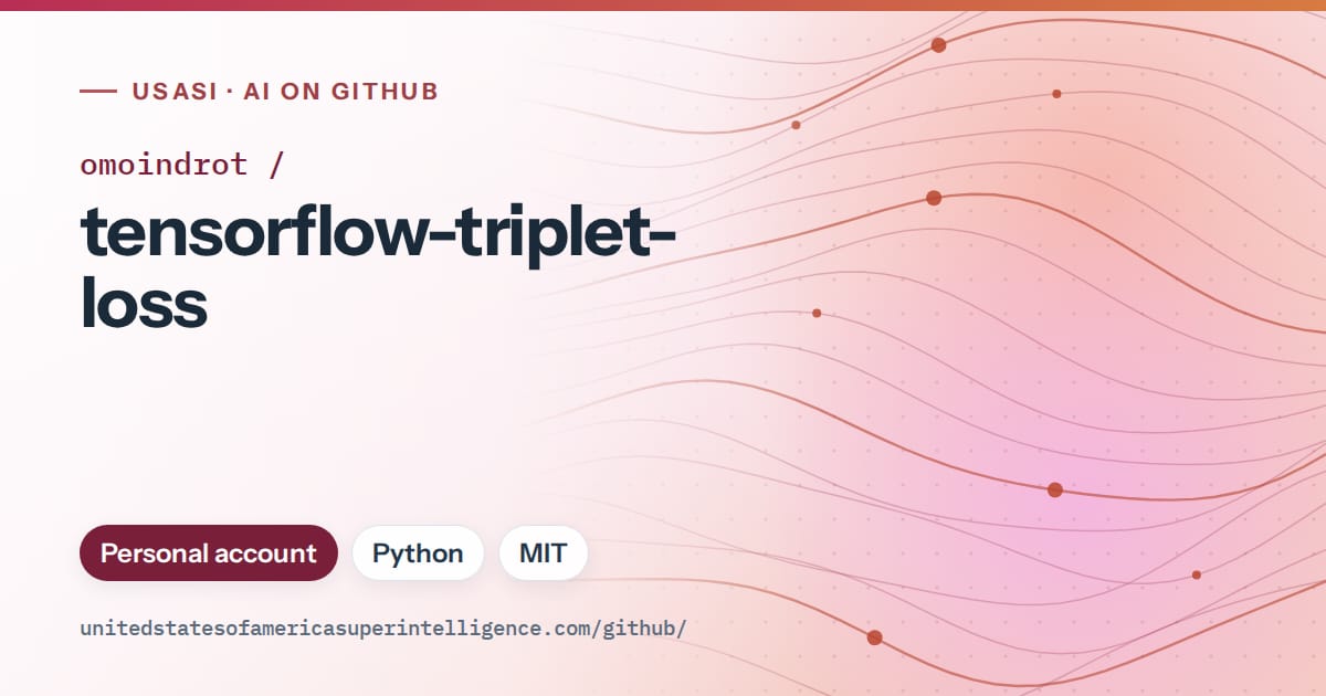 Generated pink flowing-wave artwork for omoindrot/tensorflow-triplet-loss, labeled USASI · AI on GitHub, with Personal account · Python · MIT.
