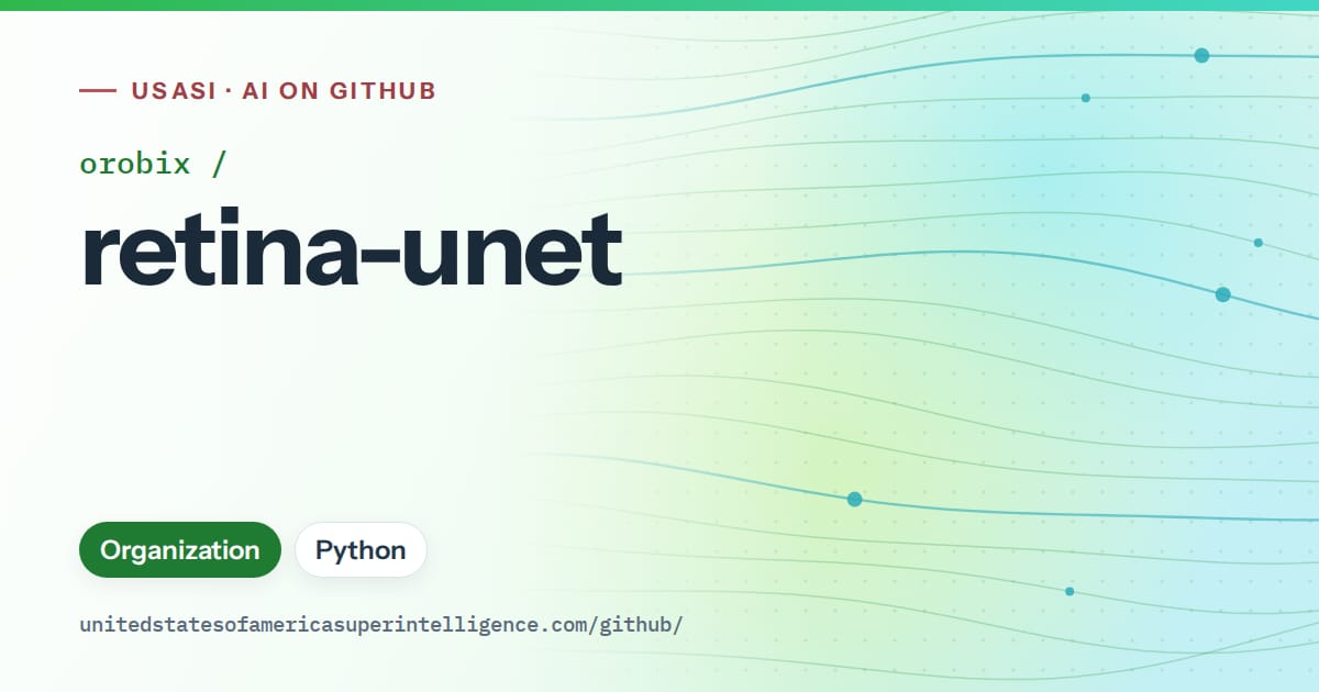 Generated green flowing-wave artwork for orobix/retina-unet, labeled USASI · AI on GitHub, with Organization · Python.