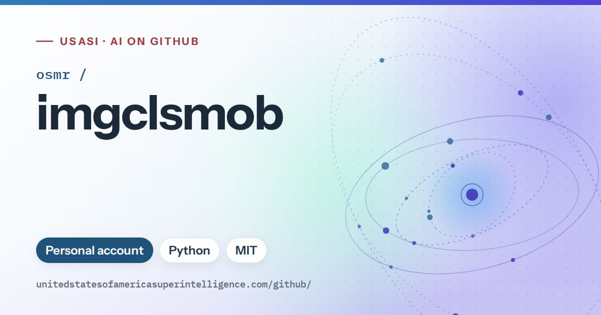 Generated sky blue orbit artwork for osmr/imgclsmob, labeled USASI · AI on GitHub, with Personal account · Python · MIT.