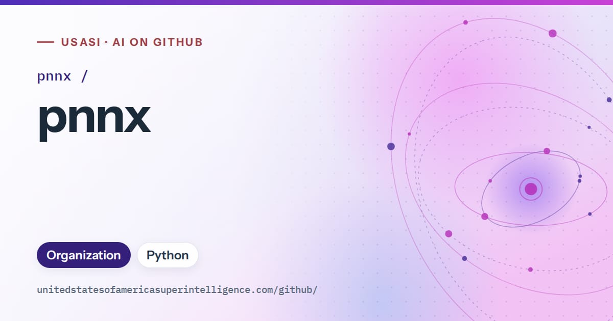Generated violet orbit artwork for pnnx/pnnx, labeled USASI · AI on GitHub, with Organization · Python.